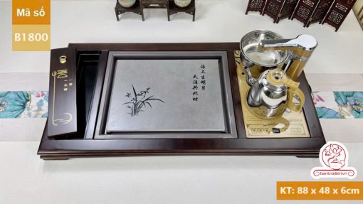 Bàn pha trà đạo điện tử thông minh cao cấp gỗ mặt đá B18