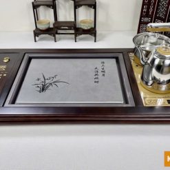 Bàn pha trà đạo điện tử thông minh cao cấp gỗ mặt đá B18