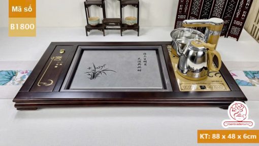 Bàn pha trà đạo điện tử thông minh cao cấp gỗ mặt đá B18