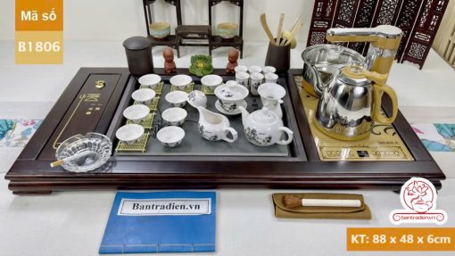 Bàn pha trà đạo điện tử thông minh cao cấp gỗ mặt đá B18