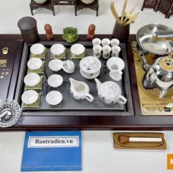 Bàn pha trà đạo điện tử thông minh cao cấp gỗ mặt đá B18