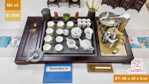 Bàn pha trà đạo điện tử thông minh cao cấp gỗ mặt đá B18
