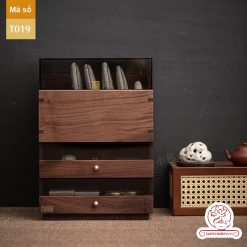 Tủ kệ trà trưng bày ấm chén dụng cụ trà trang trí không gian trà đạo. Tủ kệ trà dùng trang trí trong phòng khách. Tủ kệ trưng bày ấm chén dụng cụ trà đa năng T019