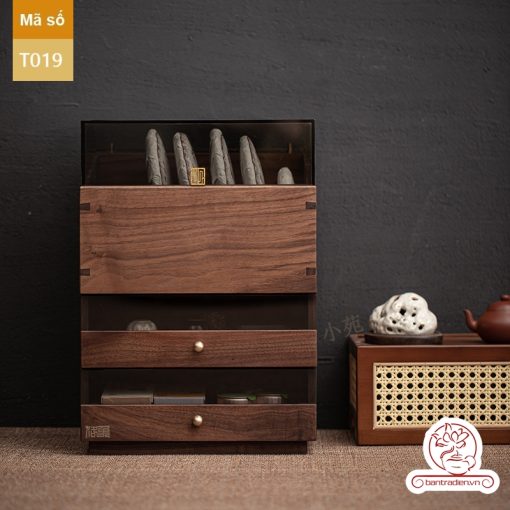 Tủ kệ trà trưng bày ấm chén dụng cụ trà trang trí không gian trà đạo. Tủ kệ trà dùng trang trí trong phòng khách. Tủ kệ trưng bày ấm chén dụng cụ trà đa năng T019