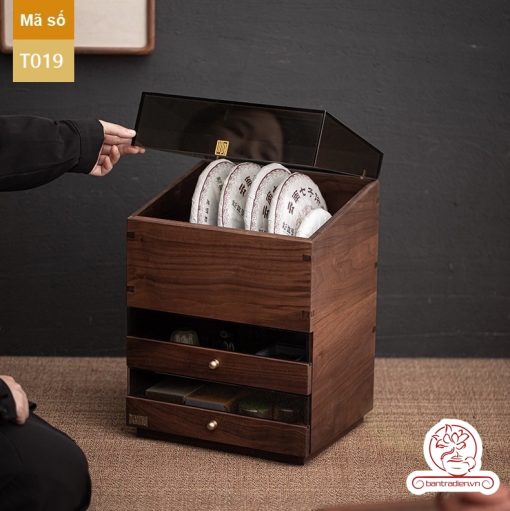 Tủ kệ trà trưng bày ấm chén dụng cụ trà trang trí không gian trà đạo. Tủ kệ trà dùng trang trí trong phòng khách. Tủ kệ trưng bày ấm chén dụng cụ trà đa năng T019