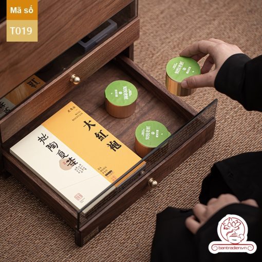 Tủ kệ trà trưng bày ấm chén dụng cụ trà trang trí không gian trà đạo. Tủ kệ trà dùng trang trí trong phòng khách. Tủ kệ trưng bày ấm chén dụng cụ trà đa năng T019