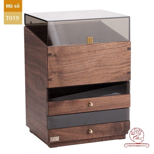 Tủ kệ trà trưng bày ấm chén dụng cụ trà trang trí không gian trà đạo. Tủ kệ trà dùng trang trí trong phòng khách. Tủ kệ trưng bày ấm chén dụng cụ trà đa năng T019