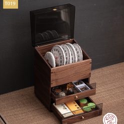 Tủ kệ trà trưng bày ấm chén dụng cụ trà trang trí không gian trà đạo. Tủ kệ trà dùng trang trí trong phòng khách. Tủ kệ trưng bày ấm chén dụng cụ trà đa năng T019