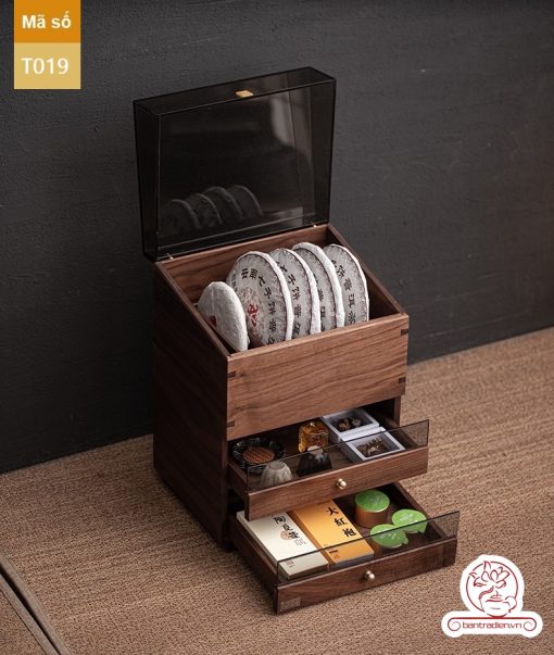 Tủ kệ trà trưng bày ấm chén dụng cụ trà trang trí không gian trà đạo. Tủ kệ trà dùng trang trí trong phòng khách. Tủ kệ trưng bày ấm chén dụng cụ trà đa năng T019