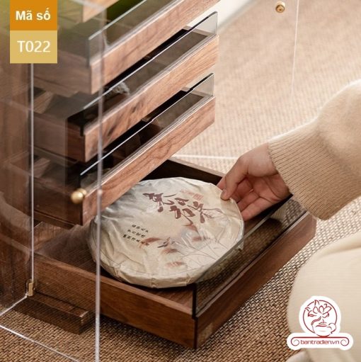 Tủ kệ trà trưng bày ấm chén dụng cụ trà trang trí không gian trà đạo. Tủ kệ trà dùng trang trí trong phòng khách. Tủ kệ trưng bày ấm chén dụng cụ trà đa năng T022