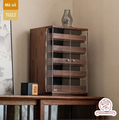 Tủ kệ trà trưng bày ấm chén dụng cụ trà trang trí không gian trà đạo. Tủ kệ trà dùng trang trí trong phòng khách. Tủ kệ trưng bày ấm chén dụng cụ trà đa năng T022