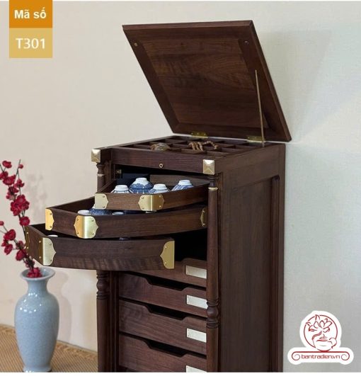 Tủ kệ trà kích thước lơn trưng bày ấm chén dụng cụ trà trang trí không gian trà đạo. Tủ kệ trà dùng trang trí trong phòng khách. Tủ kệ trưng bày ấm chén dụng cụ trà đa năng nhiều ngăn T301