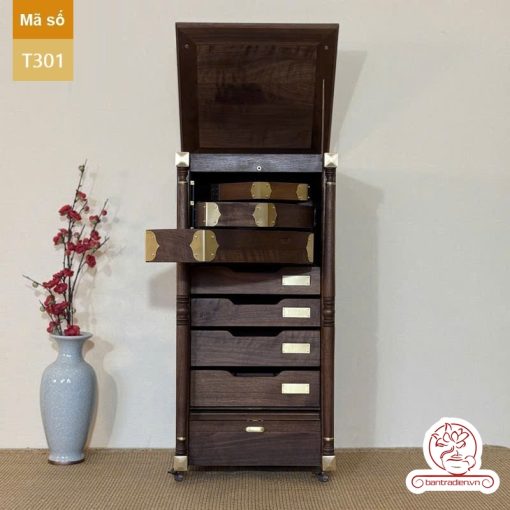 Tủ kệ trà kích thước lơn trưng bày ấm chén dụng cụ trà trang trí không gian trà đạo. Tủ kệ trà dùng trang trí trong phòng khách. Tủ kệ trưng bày ấm chén dụng cụ trà đa năng nhiều ngăn T301