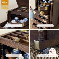 Tủ kệ trà kích thước lơn trưng bày ấm chén dụng cụ trà trang trí không gian trà đạo. Tủ kệ trà dùng trang trí trong phòng khách. Tủ kệ trưng bày ấm chén dụng cụ trà đa năng nhiều ngăn T301