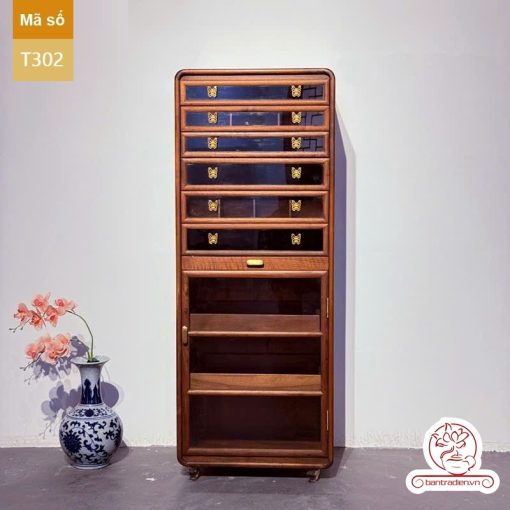 Tủ kệ trà kích thước lơn trưng bày ấm chén dụng cụ trà trang trí không gian trà đạo. Tủ kệ trà dùng trang trí trong phòng khách. Tủ kệ trưng bày ấm chén dụng cụ trà đa năng nhiều ngăn T300
