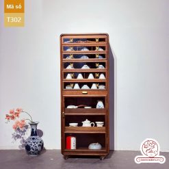 Tủ kệ trà kích thước lơn trưng bày ấm chén dụng cụ trà trang trí không gian trà đạo. Tủ kệ trà dùng trang trí trong phòng khách. Tủ kệ trưng bày ấm chén dụng cụ trà đa năng nhiều ngăn T300