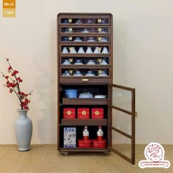 Tủ kệ trà kích thước lơn trưng bày ấm chén dụng cụ trà trang trí không gian trà đạo. Tủ kệ trà dùng trang trí trong phòng khách. Tủ kệ trưng bày ấm chén dụng cụ trà đa năng nhiều ngăn T300