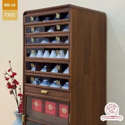 Tủ kệ trà kích thước lơn trưng bày ấm chén dụng cụ trà trang trí không gian trà đạo. Tủ kệ trà dùng trang trí trong phòng khách. Tủ kệ trưng bày ấm chén dụng cụ trà đa năng nhiều ngăn T302