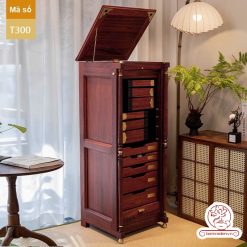 Tủ kệ trà kích thước lơn trưng bày ấm chén dụng cụ trà trang trí không gian trà đạo. Tủ kệ trà dùng trang trí trong phòng khách. Tủ kệ trưng bày ấm chén dụng cụ trà đa năng nhiều ngăn T300