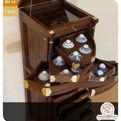 Tủ kệ trà kích thước lơn trưng bày ấm chén dụng cụ trà trang trí không gian trà đạo. Tủ kệ trà dùng trang trí trong phòng khách. Tủ kệ trưng bày ấm chén dụng cụ trà đa năng nhiều ngăn T300