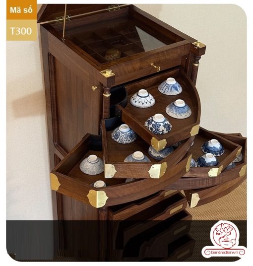 Tủ kệ trà kích thước lơn trưng bày ấm chén dụng cụ trà trang trí không gian trà đạo. Tủ kệ trà dùng trang trí trong phòng khách. Tủ kệ trưng bày ấm chén dụng cụ trà đa năng nhiều ngăn T300
