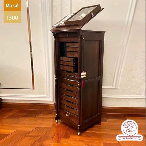 Tủ kệ trà kích thước lơn trưng bày ấm chén dụng cụ trà trang trí không gian trà đạo. Tủ kệ trà dùng trang trí trong phòng khách. Tủ kệ trưng bày ấm chén dụng cụ trà đa năng nhiều ngăn T300