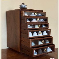 Tủ kệ trà kích thước lơn trưng bày ấm chén dụng cụ trà trang trí không gian trà đạo. Tủ kệ trà dùng trang trí trong phòng khách. Tủ kệ trưng bày ấm chén dụng cụ trà đa năng nhiều ngăn T303