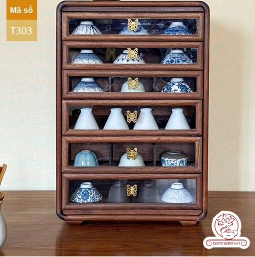 Tủ kệ trà kích thước lơn trưng bày ấm chén dụng cụ trà trang trí không gian trà đạo. Tủ kệ trà dùng trang trí trong phòng khách. Tủ kệ trưng bày ấm chén dụng cụ trà đa năng nhiều ngăn T302