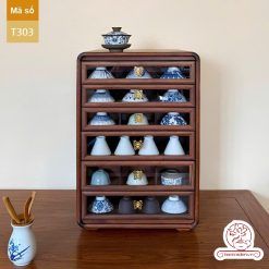 Tủ kệ trà kích thước lơn trưng bày ấm chén dụng cụ trà trang trí không gian trà đạo. Tủ kệ trà dùng trang trí trong phòng khách. Tủ kệ trưng bày ấm chén dụng cụ trà đa năng nhiều ngăn T303