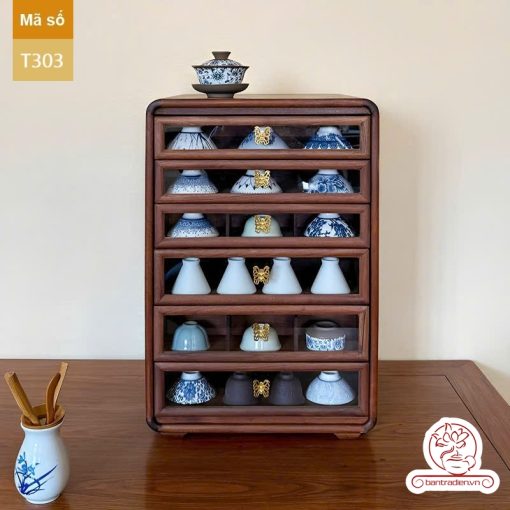Tủ kệ trà kích thước lơn trưng bày ấm chén dụng cụ trà trang trí không gian trà đạo. Tủ kệ trà dùng trang trí trong phòng khách. Tủ kệ trưng bày ấm chén dụng cụ trà đa năng nhiều ngăn T303