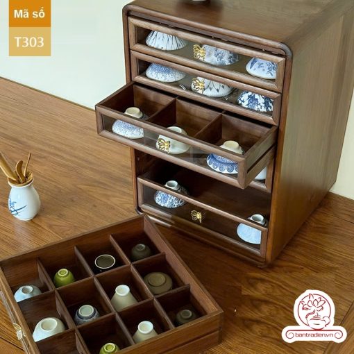 Tủ kệ trà kích thước lơn trưng bày ấm chén dụng cụ trà trang trí không gian trà đạo. Tủ kệ trà dùng trang trí trong phòng khách. Tủ kệ trưng bày ấm chén dụng cụ trà đa năng nhiều ngăn T302