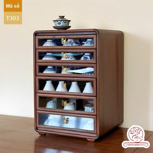Tủ kệ trà kích thước lơn trưng bày ấm chén dụng cụ trà trang trí không gian trà đạo. Tủ kệ trà dùng trang trí trong phòng khách. Tủ kệ trưng bày ấm chén dụng cụ trà đa năng nhiều ngăn T302
