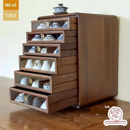 Tủ kệ trà kích thước lơn trưng bày ấm chén dụng cụ trà trang trí không gian trà đạo. Tủ kệ trà dùng trang trí trong phòng khách. Tủ kệ trưng bày ấm chén dụng cụ trà đa năng nhiều ngăn T302