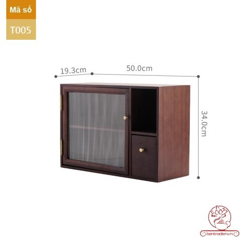 Tủ kệ trà trưng bày ấm chén dụng cụ trà trang trí không gian trà đạo. Tủ kệ trà dùng trong phòng khách. Tủ kệ trưng bày ấm chén dụng cụ trà 02 tầng size bé T002