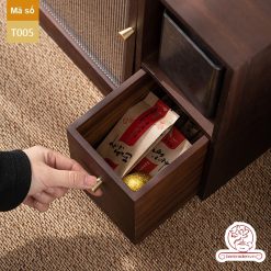 Tủ kệ trà trưng bày ấm chén dụng cụ trà trang trí không gian trà đạo. Tủ kệ trà dùng trong phòng khách. Tủ kệ trưng bày ấm chén dụng cụ trà 02 tầng size bé T002