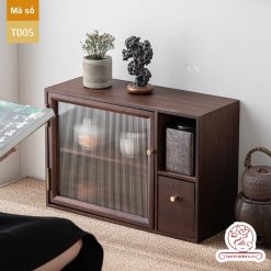 Tủ kệ trà trưng bày ấm chén dụng cụ trà trang trí không gian trà đạo. Tủ kệ trà dùng trong phòng khách. Tủ kệ trưng bày ấm chén dụng cụ trà 02 tầng size bé T002
