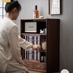 Tủ kệ trà trưng bày ấm chén dụng cụ trà trang trí không gian trà đạo. Tủ kệ trà dùng trang trí trong phòng khách. Tủ kệ trưng bày ấm chén dụng cụ trà đa năng T009\