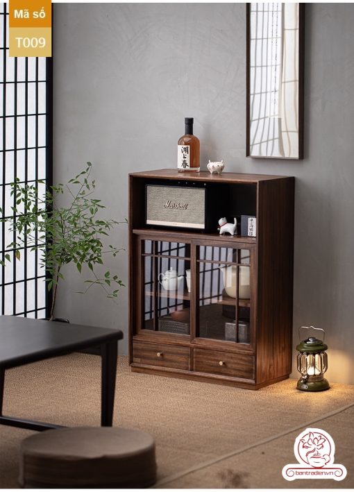Tủ kệ trà trưng bày ấm chén dụng cụ trà trang trí không gian trà đạo. Tủ kệ trà dùng trang trí trong phòng khách. Tủ kệ trưng bày ấm chén dụng cụ trà đa năng T009\