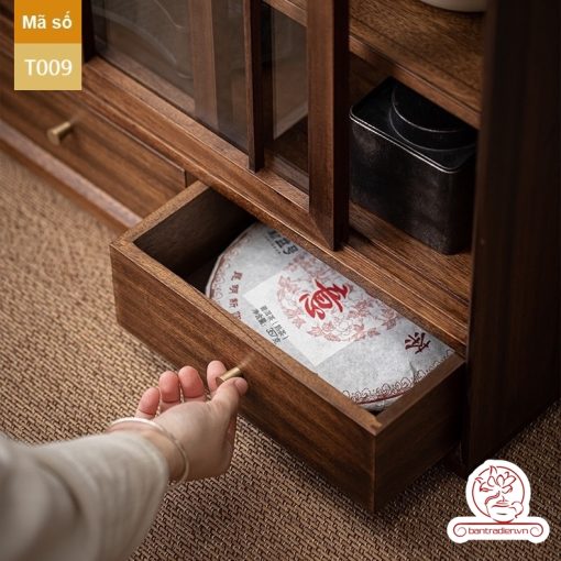 Tủ kệ trà trưng bày ấm chén dụng cụ trà trang trí không gian trà đạo. Tủ kệ trà dùng trang trí trong phòng khách. Tủ kệ trưng bày ấm chén dụng cụ trà đa năng T009\