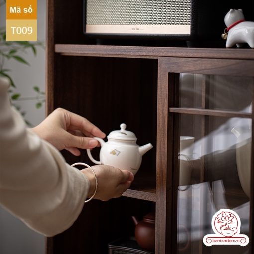 Tủ kệ trà trưng bày ấm chén dụng cụ trà trang trí không gian trà đạo. Tủ kệ trà dùng trang trí trong phòng khách. Tủ kệ trưng bày ấm chén dụng cụ trà đa năng T009\