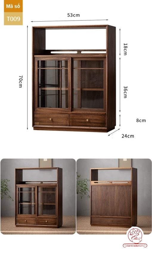Tủ kệ trà trưng bày ấm chén dụng cụ trà trang trí không gian trà đạo. Tủ kệ trà dùng trang trí trong phòng khách. Tủ kệ trưng bày ấm chén dụng cụ trà đa năng T009\
