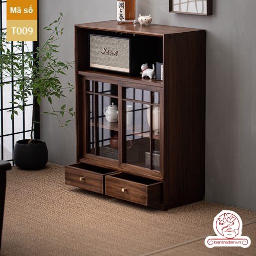 Tủ kệ trà trưng bày ấm chén dụng cụ trà trang trí không gian trà đạo. Tủ kệ trà dùng trang trí trong phòng khách. Tủ kệ trưng bày ấm chén dụng cụ trà đa năng T009\