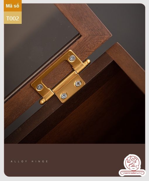 Tủ kệ trưng bày ấm chén dụng cụ trà trang trí không gian trà đạo. Tủ kệ trà dùng trong phòng khách. Tủ kệ trưng bày ấm chén dụng cụ trà 02 tầng size bé T002