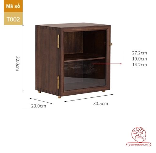 Tủ kệ trưng bày ấm chén dụng cụ trà trang trí không gian trà đạo. Tủ kệ trà dùng trong phòng khách. Tủ kệ trưng bày ấm chén dụng cụ trà 02 tầng size bé T002