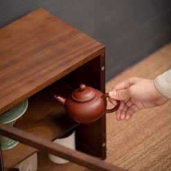 Tủ kệ trưng bày ấm chén dụng cụ trà trang trí không gian trà đạo. Tủ kệ trà dùng trong phòng khách. Tủ kệ trưng bày ấm chén dụng cụ trà 02 tầng size bé T002