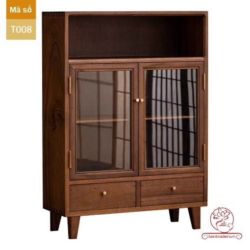 Tủ kệ trà trưng bày ấm chén dụng cụ trà trang trí không gian trà đạo. Tủ kệ trà dùng trong phòng khách. Tủ kệ trưng bày ấm chén dụng cụ trà đa năng T008
