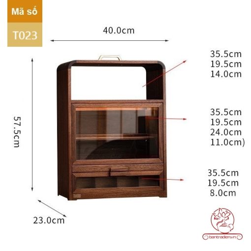 Tủ kệ trà trưng bày ấm chén dụng cụ trà trang trí không gian trà đạo. Tủ kệ trà dùng trang trí trong phòng khách. Tủ kệ trưng bày ấm chén dụng cụ trà đa năng T023