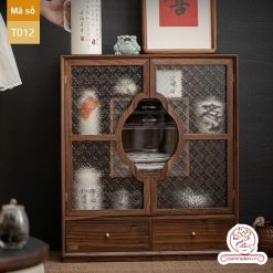 Tủ kệ trà kết hợp bàn pha trà, trưng bày ấm chén dụng cụ trà trang trí không gian trà đạo. Tủ kệ trà dùng trang trí trong phòng khách. Tủ kệ trưng bày ấm chén dụng cụ trà đa năng T012