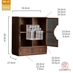 Tủ kệ trà kết hợp bàn pha trà, trưng bày ấm chén dụng cụ trà trang trí không gian trà đạo. Tủ kệ trà dùng trang trí trong phòng khách. Tủ kệ trưng bày ấm chén dụng cụ trà đa năng T012