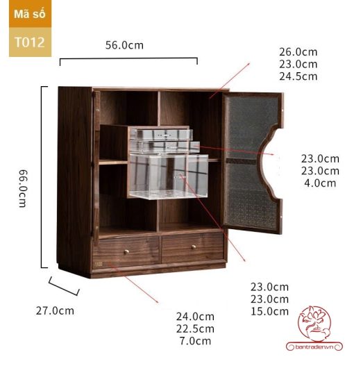 Tủ kệ trà kết hợp bàn pha trà, trưng bày ấm chén dụng cụ trà trang trí không gian trà đạo. Tủ kệ trà dùng trang trí trong phòng khách. Tủ kệ trưng bày ấm chén dụng cụ trà đa năng T012